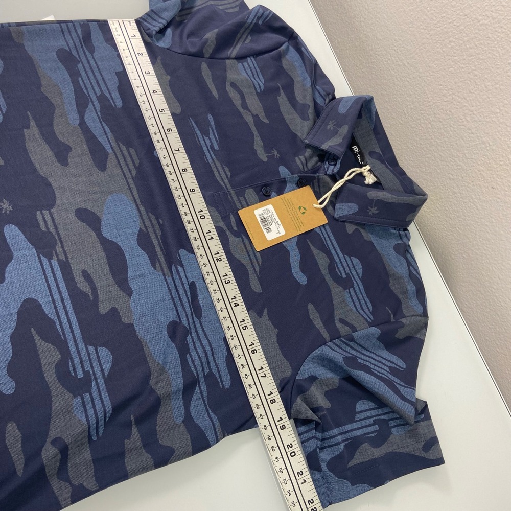 Travis‎ Mathew Mens Small Beachside Stealth Polo Shirt Blue Camo Golf NEW FLAW - Picture 4 of 9